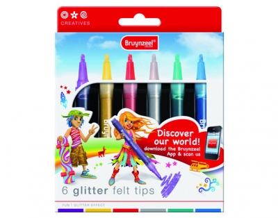 Bruynzeel 6 Glitter Felt Tips 7945K06B