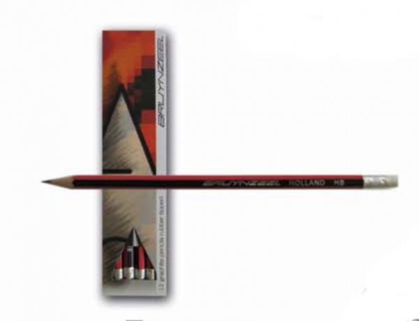 مداد HB پاک کن دار بدنه قرمزمشکی برونزیل- 1716KHB