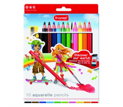 مداد رنگی جامبو 10 رنگ آبرنگی برونزیل طرح جدید- 3550K10B