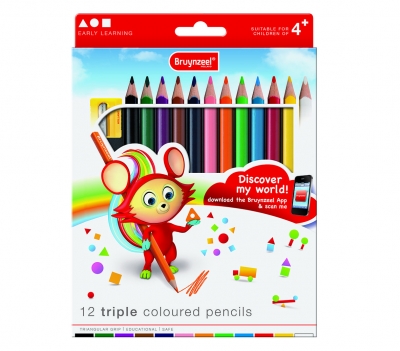 مداد رنگی سه گوش 12 رنگ برونزیل طرح جدید- 3305K13B